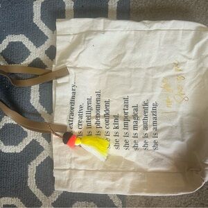 Canvas Tote Bag with Yellow Tassel Charm